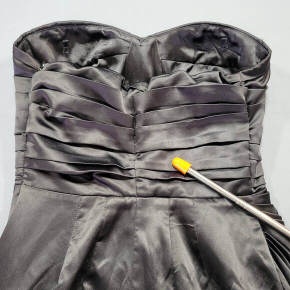 Express Black Dress Strapless Formal Midi Pleats Aline Lined Padded Women Size 2 - Picture 15 of 16